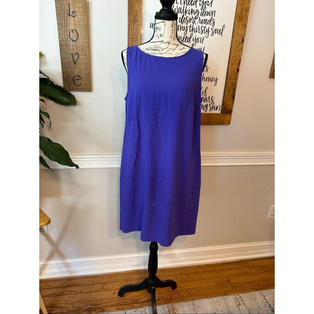 Trina Turk Women's Sleeveless Split Open Back Mini Shift Dress Purple Size 10